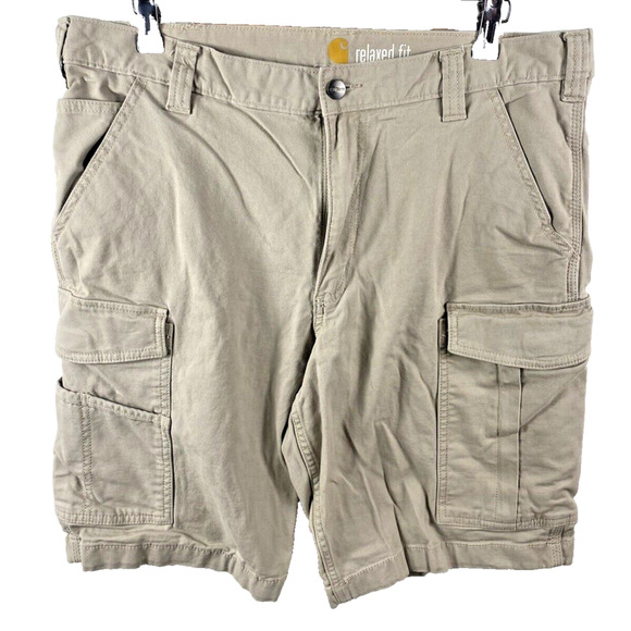 Carhartt Shorts Size 36 Mens Rugged Flex Rigby Cargo Short Tan Khaki Cotton - Picture 1 of 6